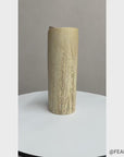 Textured Cylinder Cream & Ochre Prem Vase with Bark Design