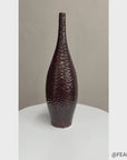 Textured Reddish Brown & Black Glazed Ceramic Vase