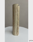Cream Textured Cylinder Prem Vase with Red Brown Inside