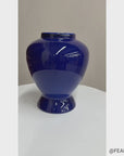 Glossy Deep Cobalt Blue Vase with Rounded Baluster Form