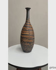 Black & Canyon Brown Ceramic Drip Vase with Fluted Neck