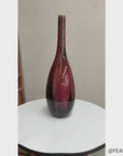 Red and Black Glazed Ceramic Vase with Skinny Neck