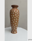 Sand Orange Textured Ceramic Lamp Base with White Polka Dots