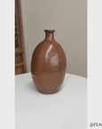 Reddish ClayBrown Sake Bottle Shaped Ceramic Vase