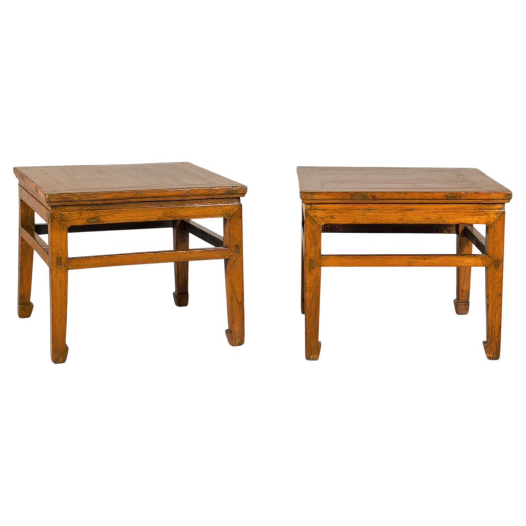Pair of Qing elmwood side tables rotating view