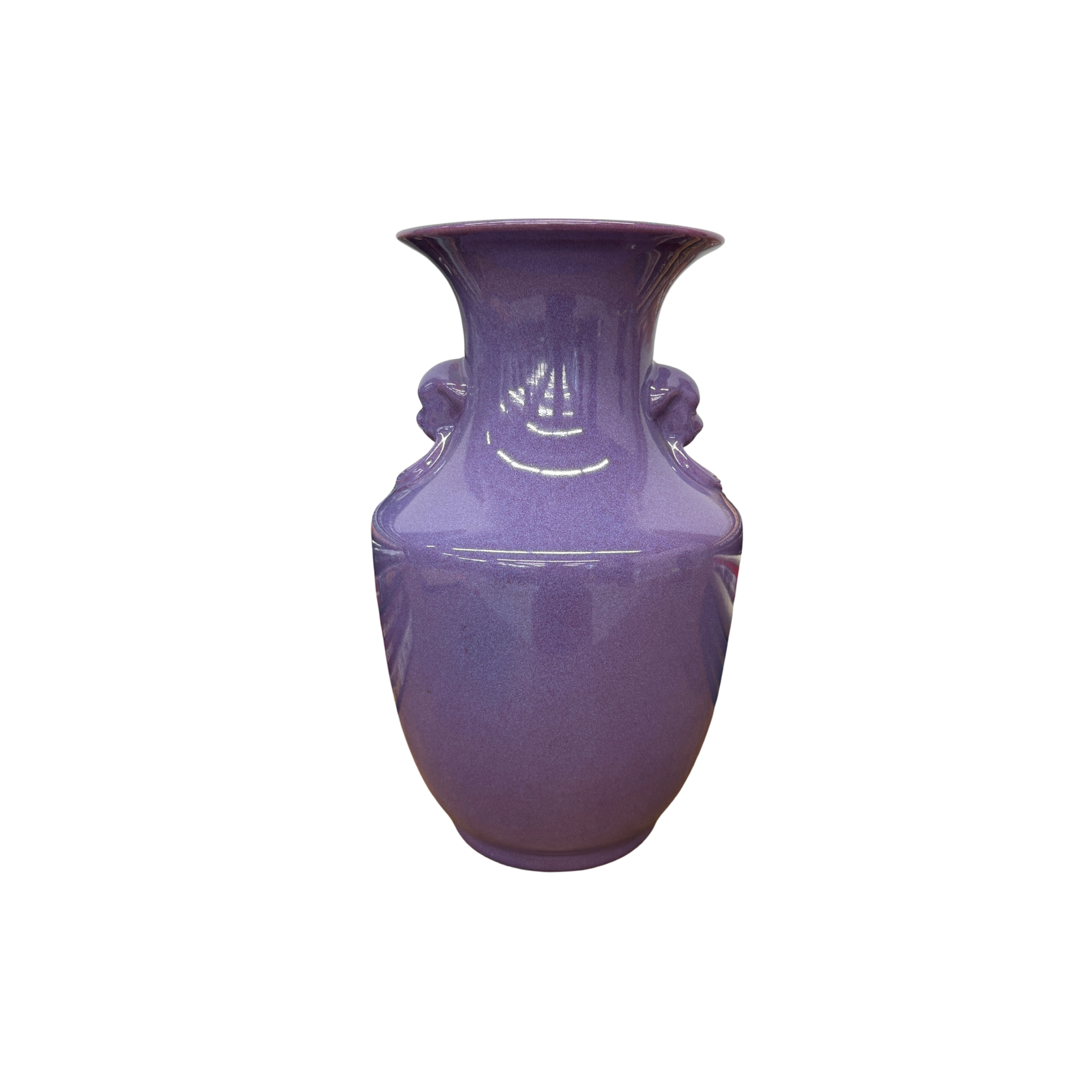 Purple Ceramic Vase with Twin Lion Handles, SKU , image 1