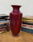 Purple-Red Glazed Ceramic Vase with White Accent - FEA Home