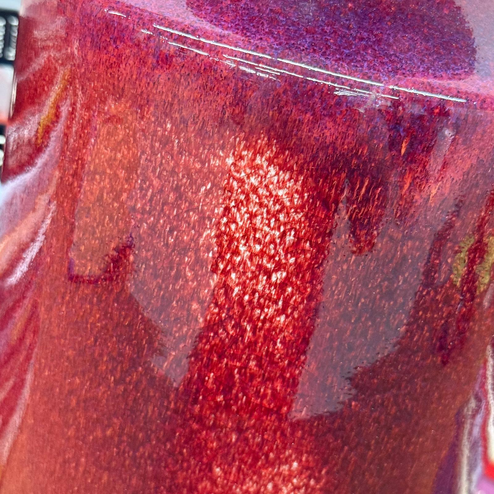Purple-Red Glazed Ceramic Vase with White Accent - FEA Home