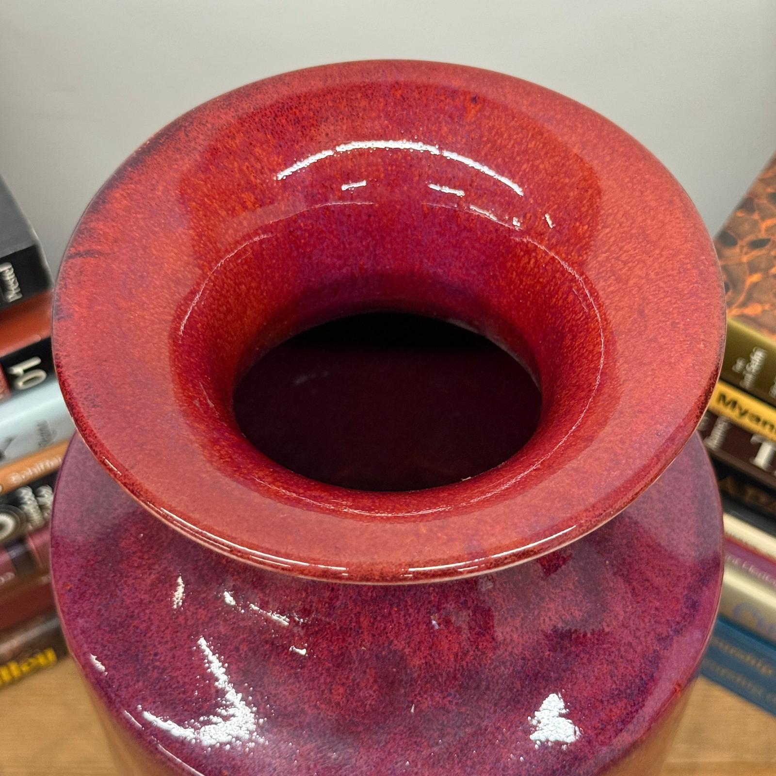 Purple-Red Glazed Ceramic Vase with White Accent - FEA Home