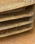 Rattan and Bamboo Woven Hexagonal Tray with Side Handles