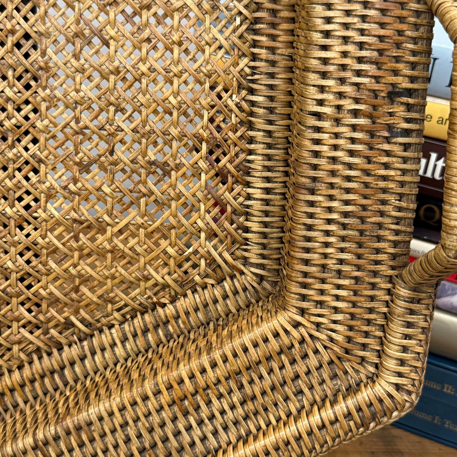 Rattan and Bamboo Woven Hexagonal Tray with Side Handles