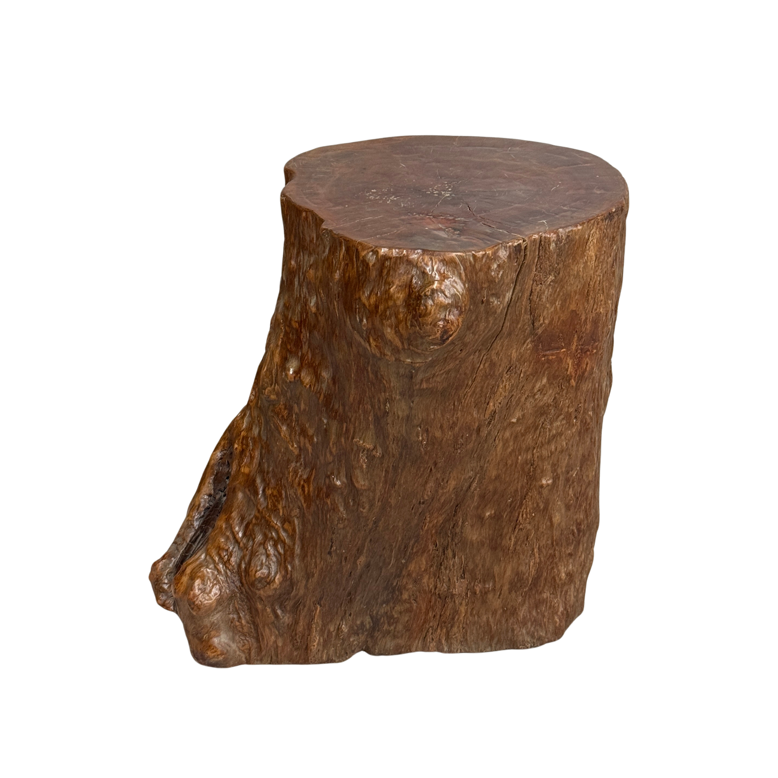 Reclaimed Tree Trunk Side Pedestal Table with Organic Shape - FEA Home