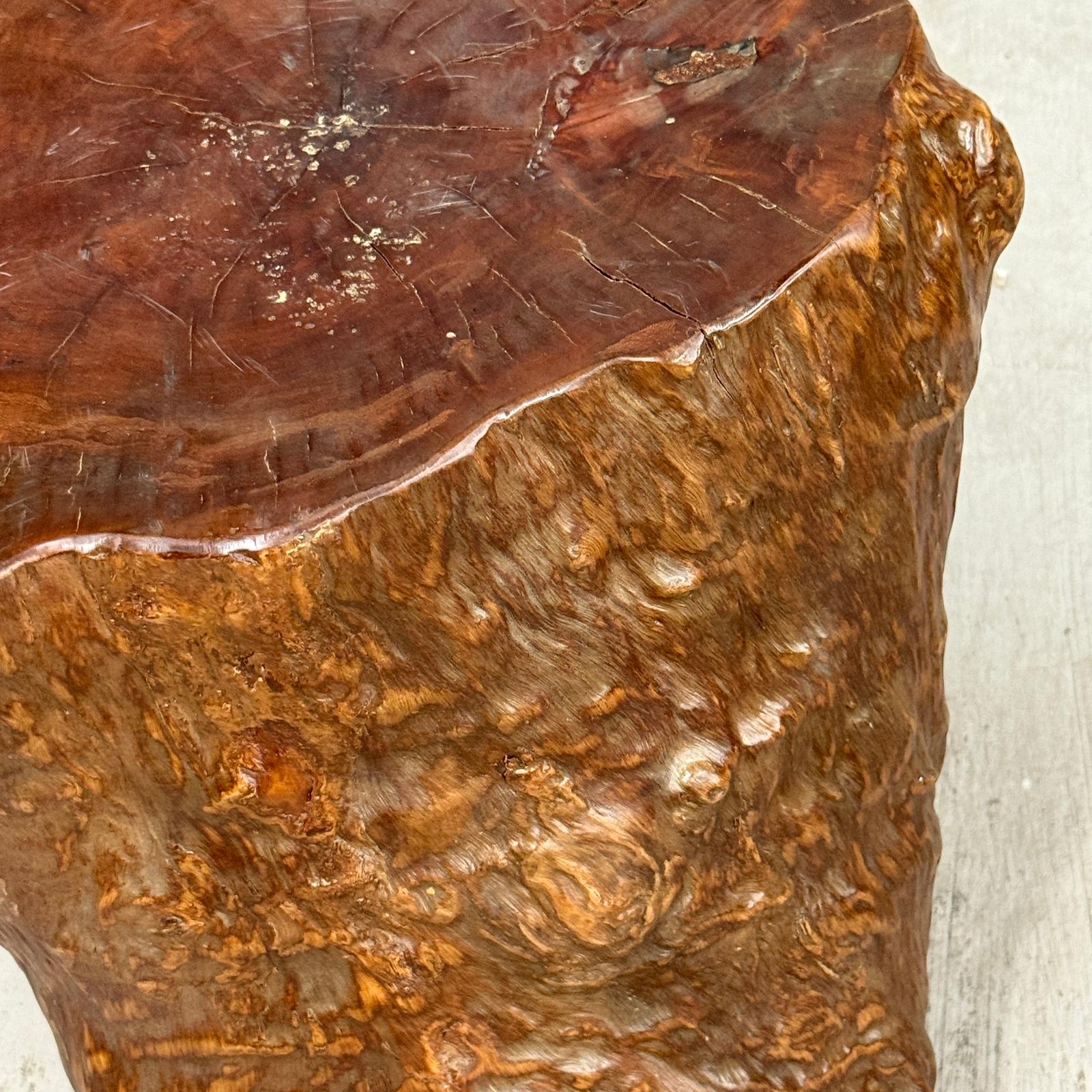 Reclaimed Tree Trunk Side Pedestal Table with Organic Shape - FEA Home