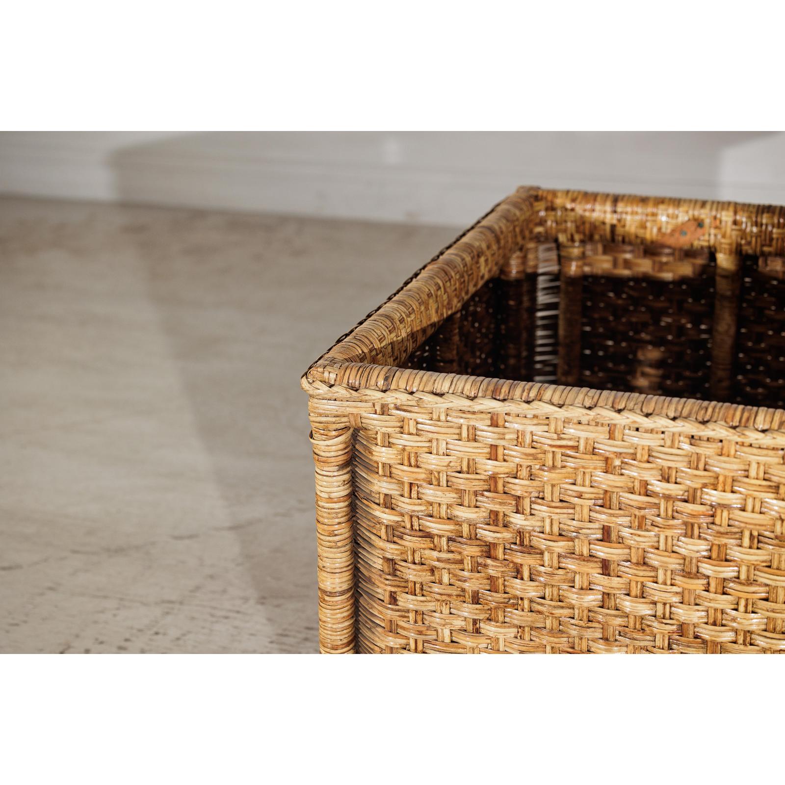Rectangular Rattan Storage Bin with Hinged Lid - image 10