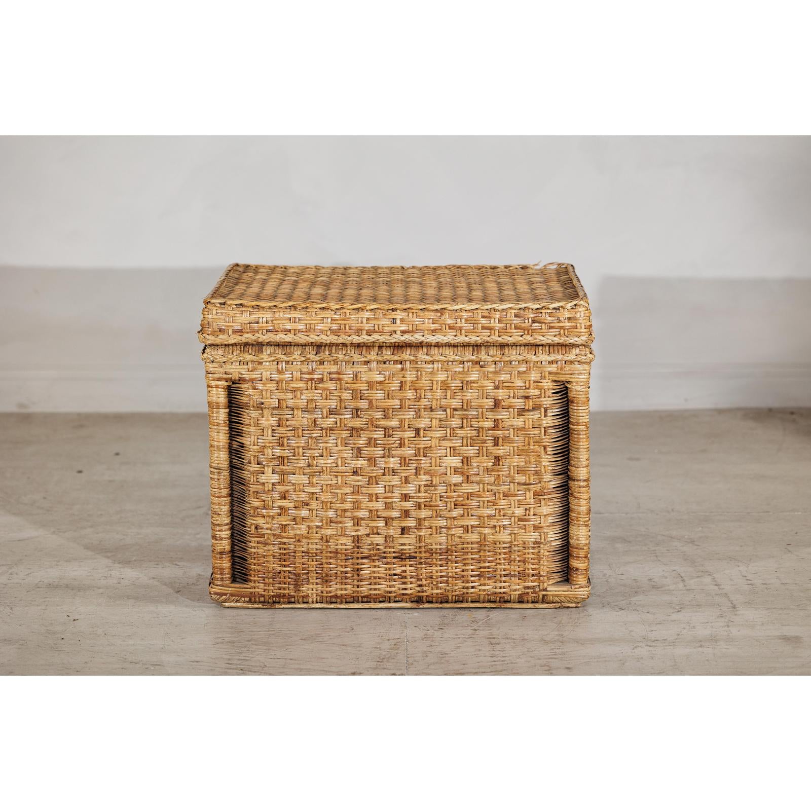 Rectangular Rattan Storage Bin with Hinged Lid - image 11