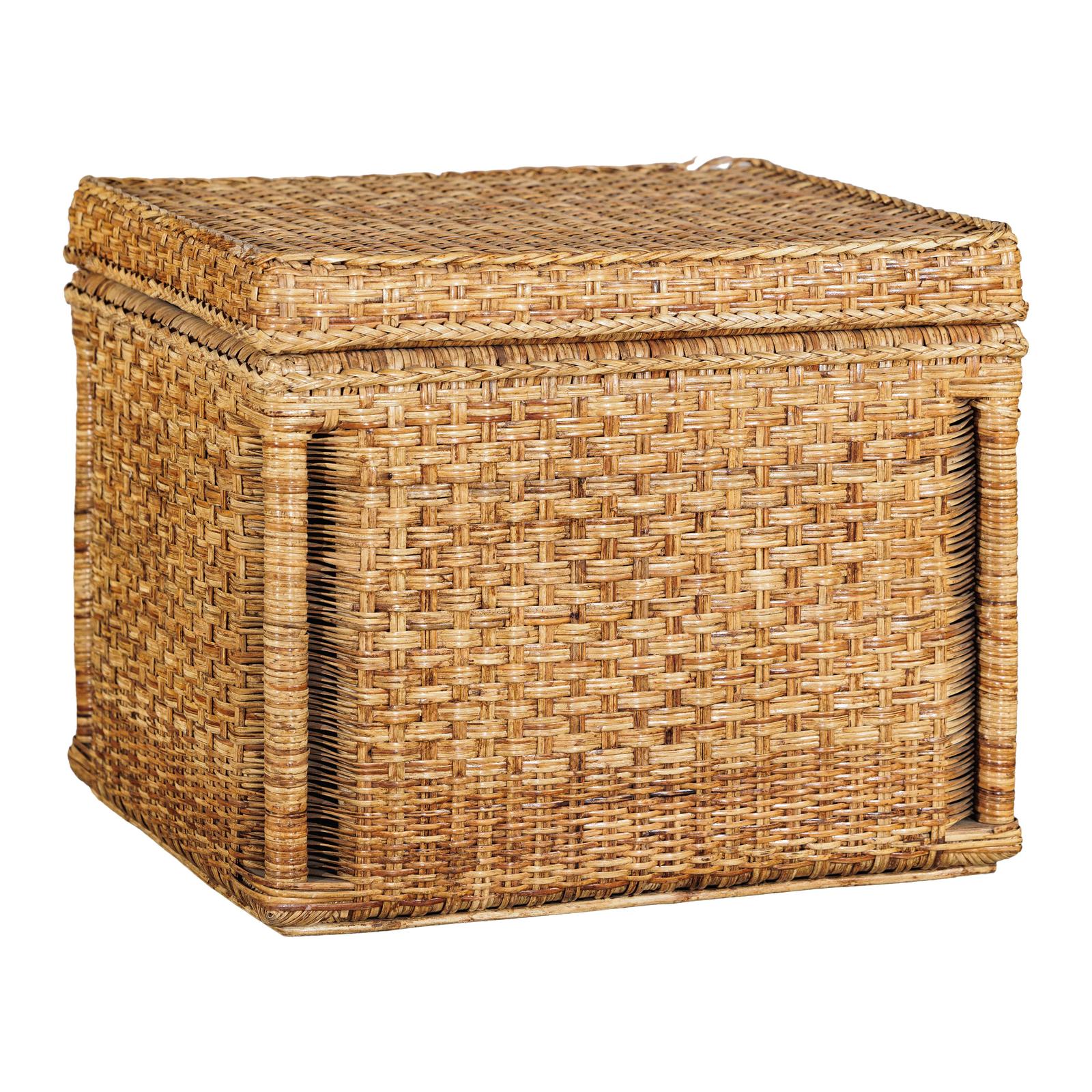 Rectangular Rattan Storage Bin with Hinged Lid - image 12