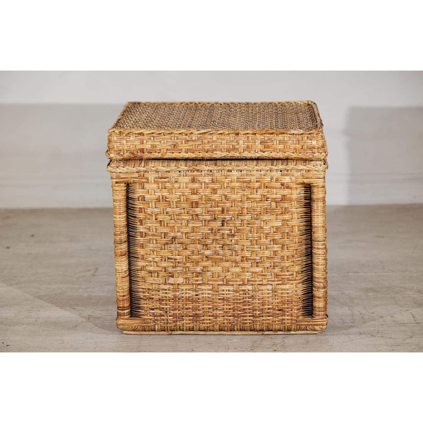 Rectangular Rattan Storage Bin with Hinged Lid - image 4