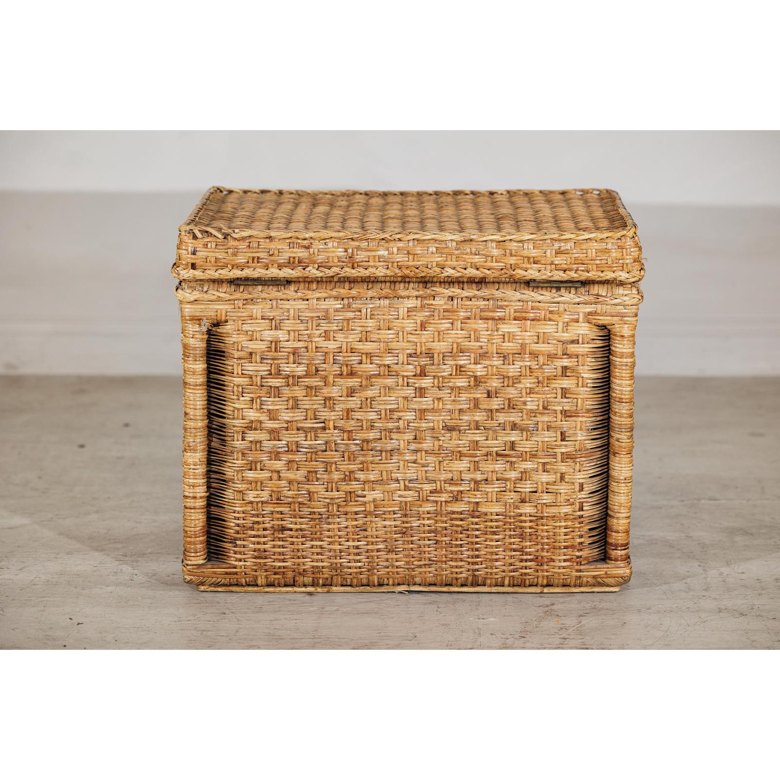 Rectangular Rattan Storage Bin with Hinged Lid - image 5