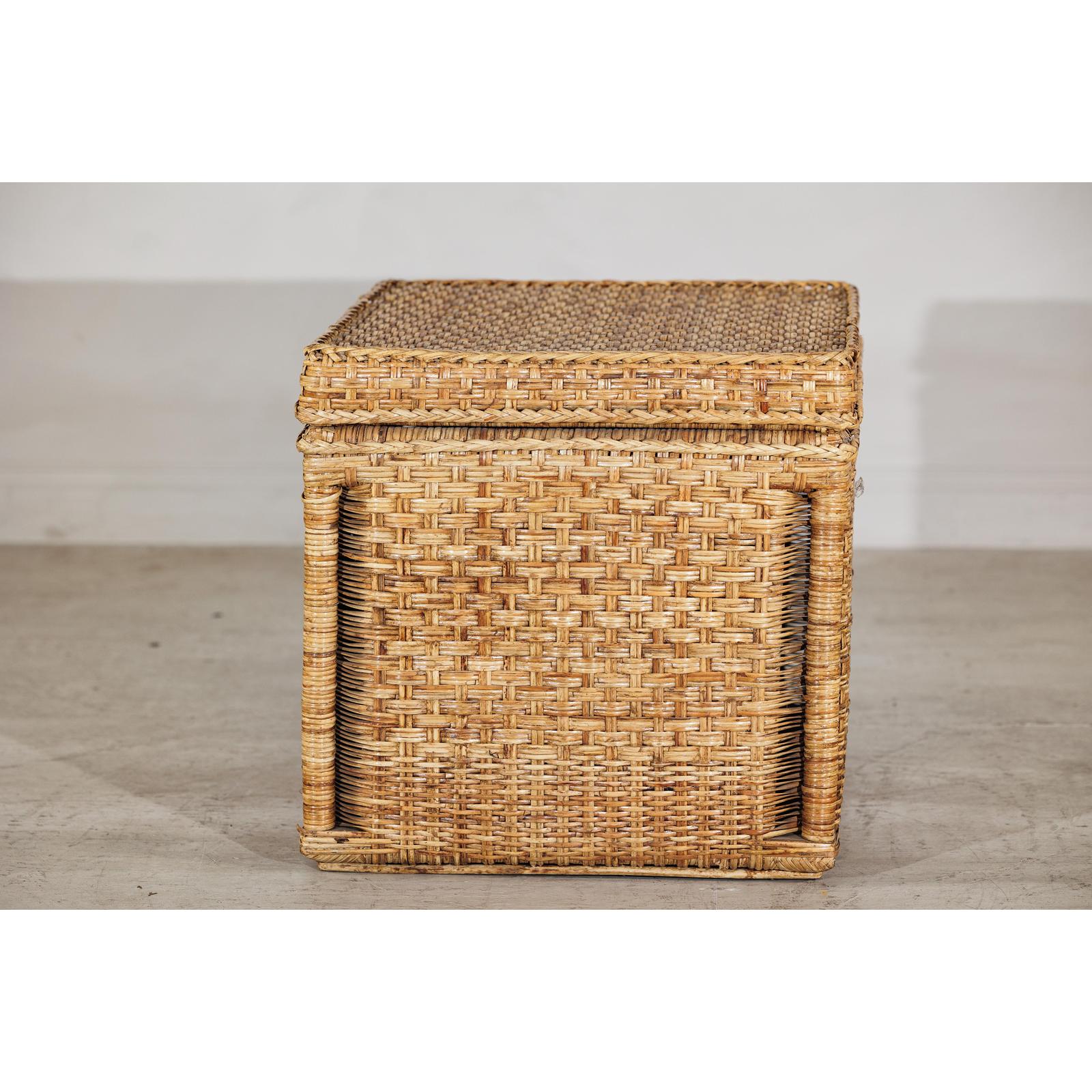 Rectangular Rattan Storage Bin with Hinged Lid - image 6