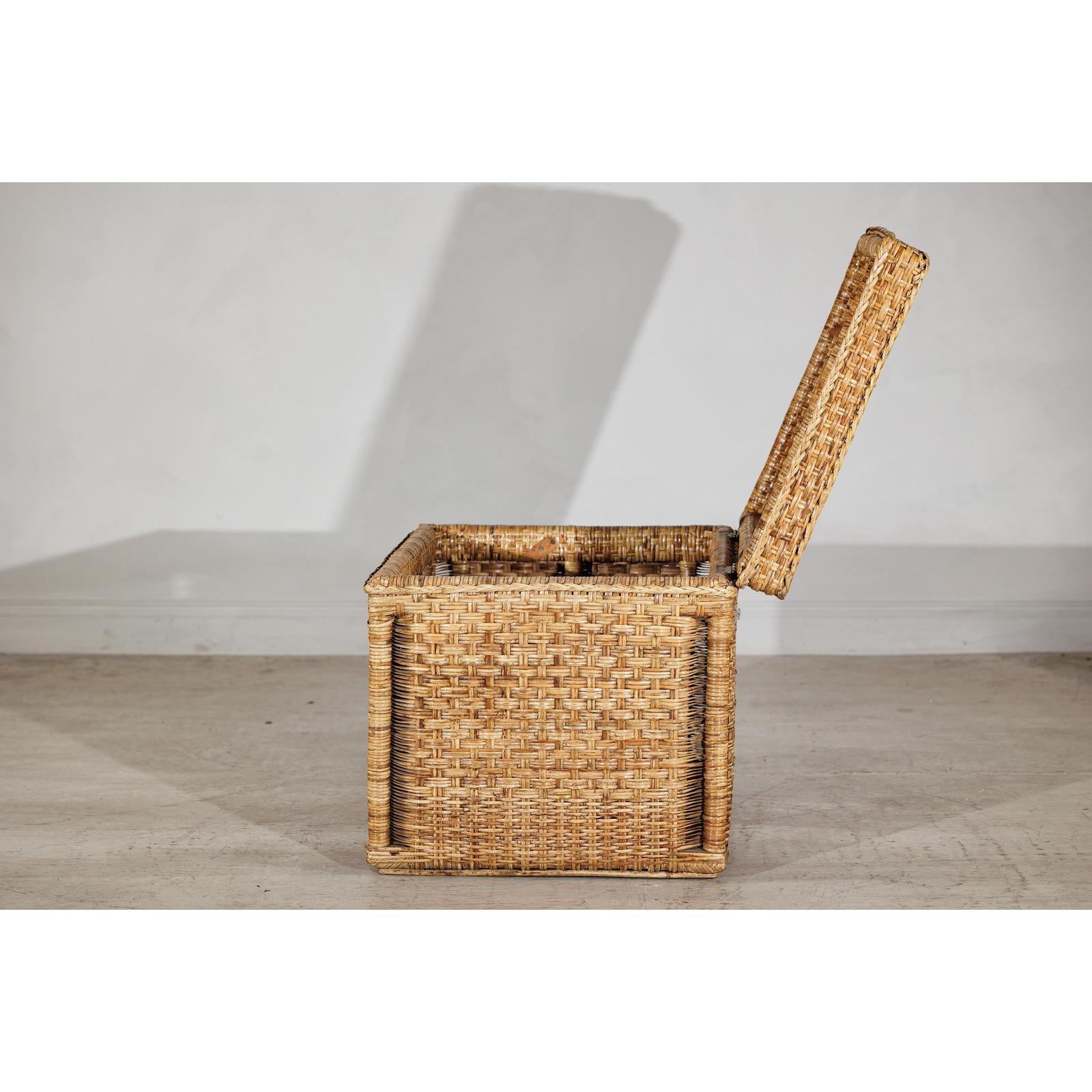 Rectangular Rattan Storage Bin with Hinged Lid - image 7