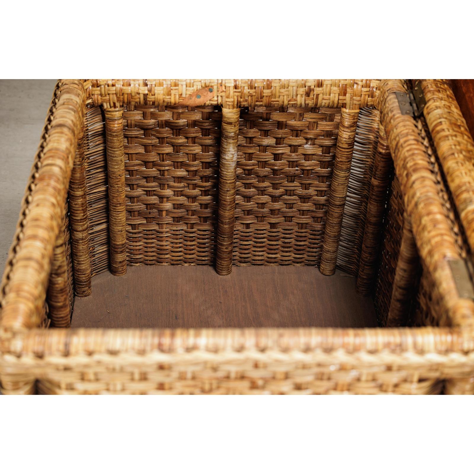 Rectangular Rattan Storage Bin with Hinged Lid - image 9