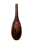 Red and Black Glazed Ceramic Vase with Skinny Neck - FEA Home