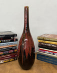 Red and Black Glazed Ceramic Vase with Skinny Neck - FEA Home