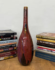 Red and Black Glazed Ceramic Vase with Skinny Neck - FEA Home