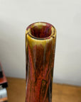 Red and Black Glazed Ceramic Vase with Skinny Neck - FEA Home