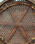 Red Brown Woven Bamboo Tray Basket with Tall Handle - FEA Home
