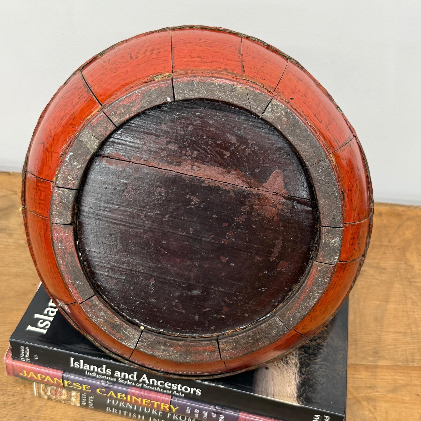 Red Wooden Carrying Basket with Removable Lid - FEA Home