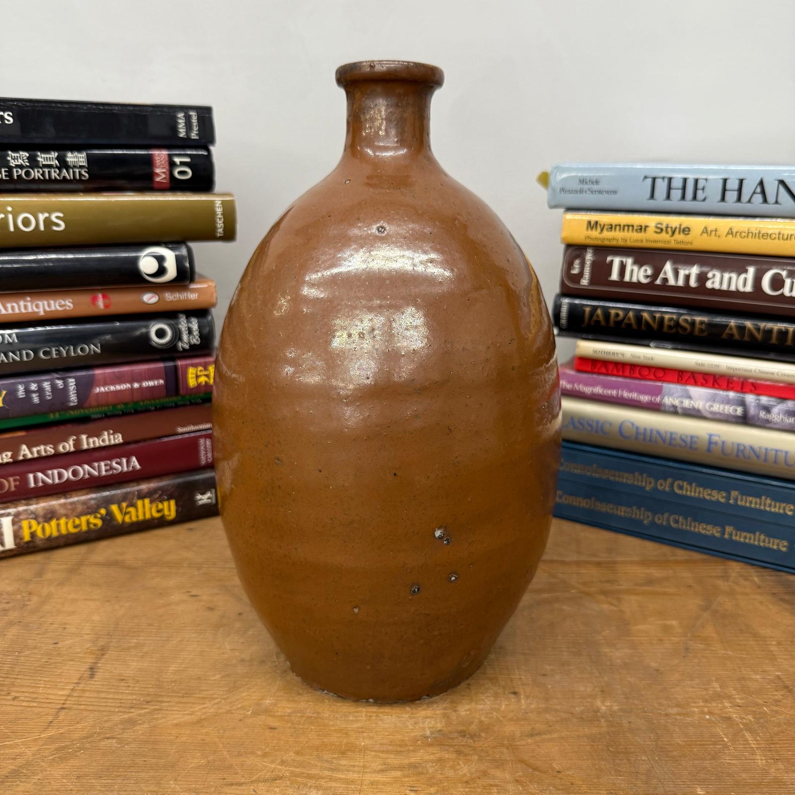Reddish ClayBrown Sake Bottle Shaped Ceramic Vase, SKU , image 2