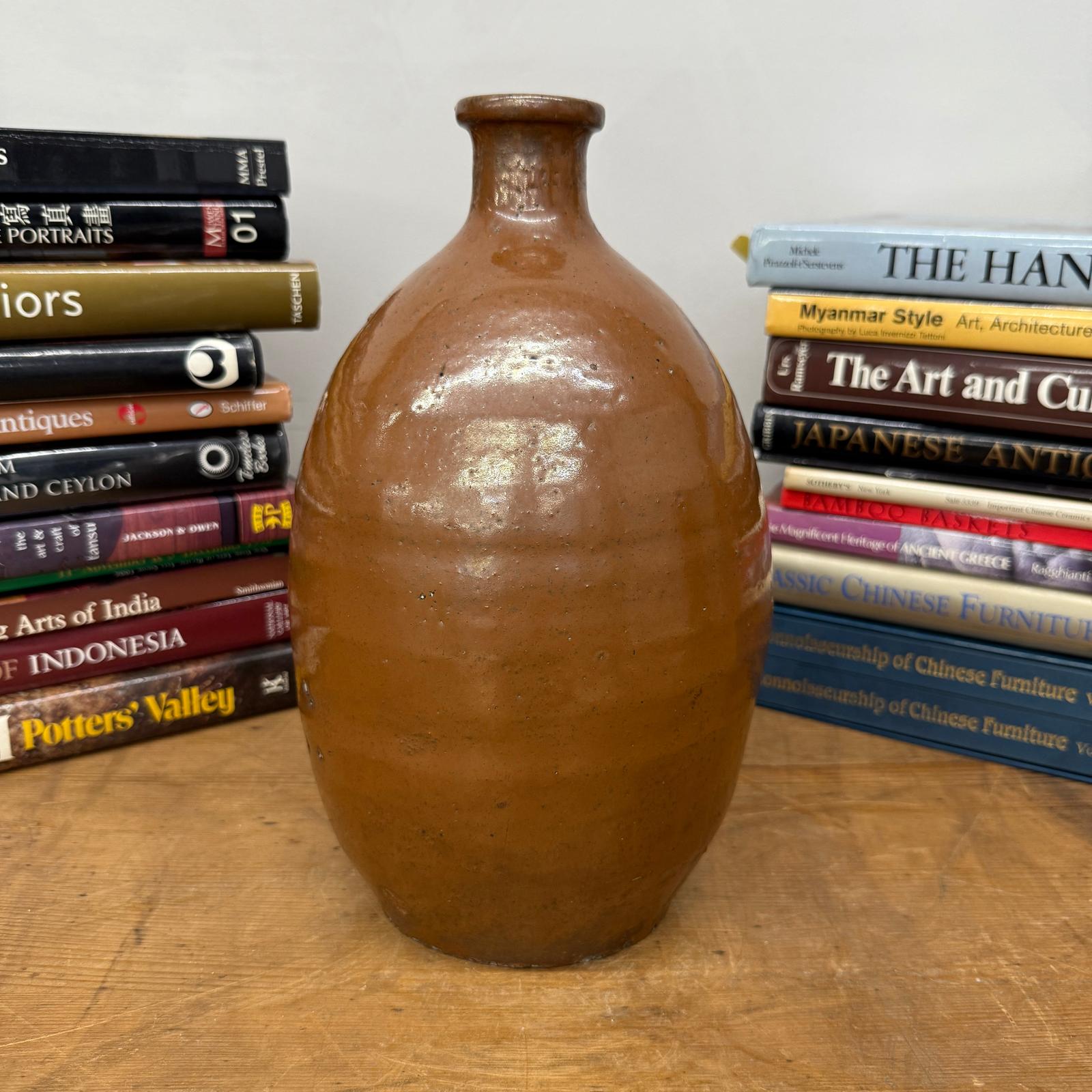 Reddish ClayBrown Sake Bottle Shaped Ceramic Vase, SKU , image 3