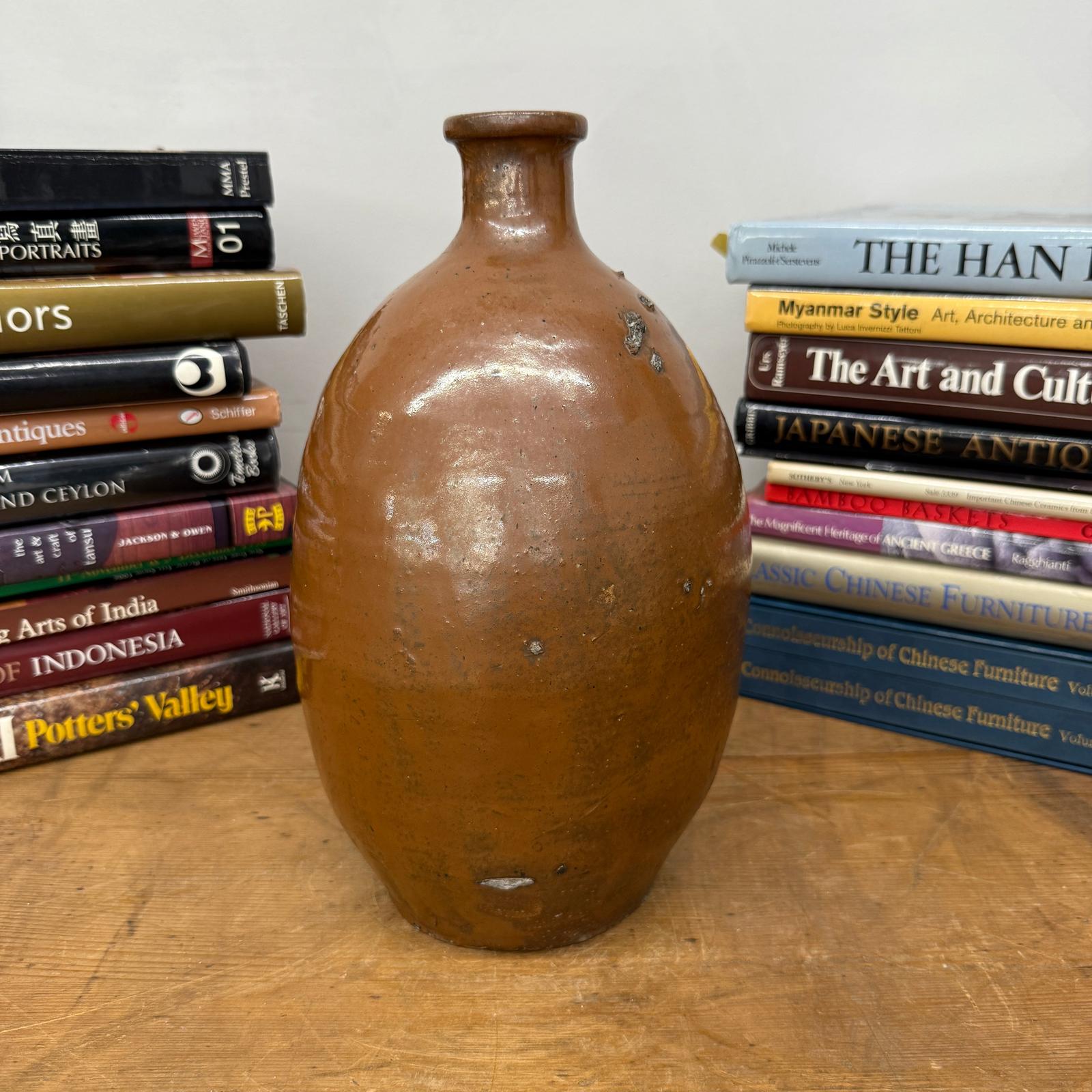 Reddish ClayBrown Sake Bottle Shaped Ceramic Vase, SKU , image 4