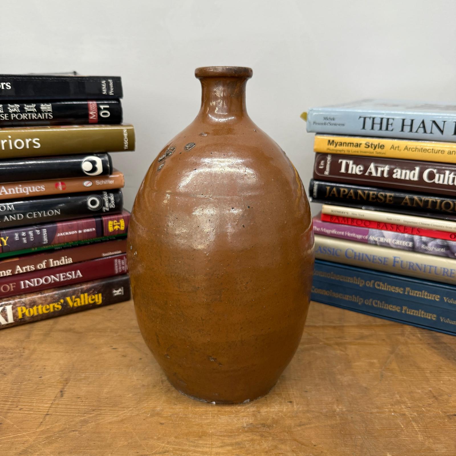 Reddish ClayBrown Sake Bottle Shaped Ceramic Vase, SKU , image 5