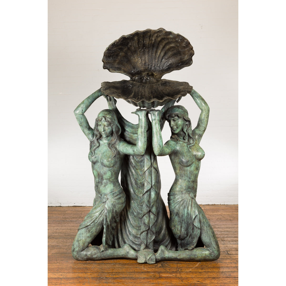 Bronze Greco Roman Inspired Fountain Depicting Three Nymphs Holding a Clamshell-1. Asian & Chinese Furniture, Art, Antiques, Vintage Home Décor for sale at FEA Home