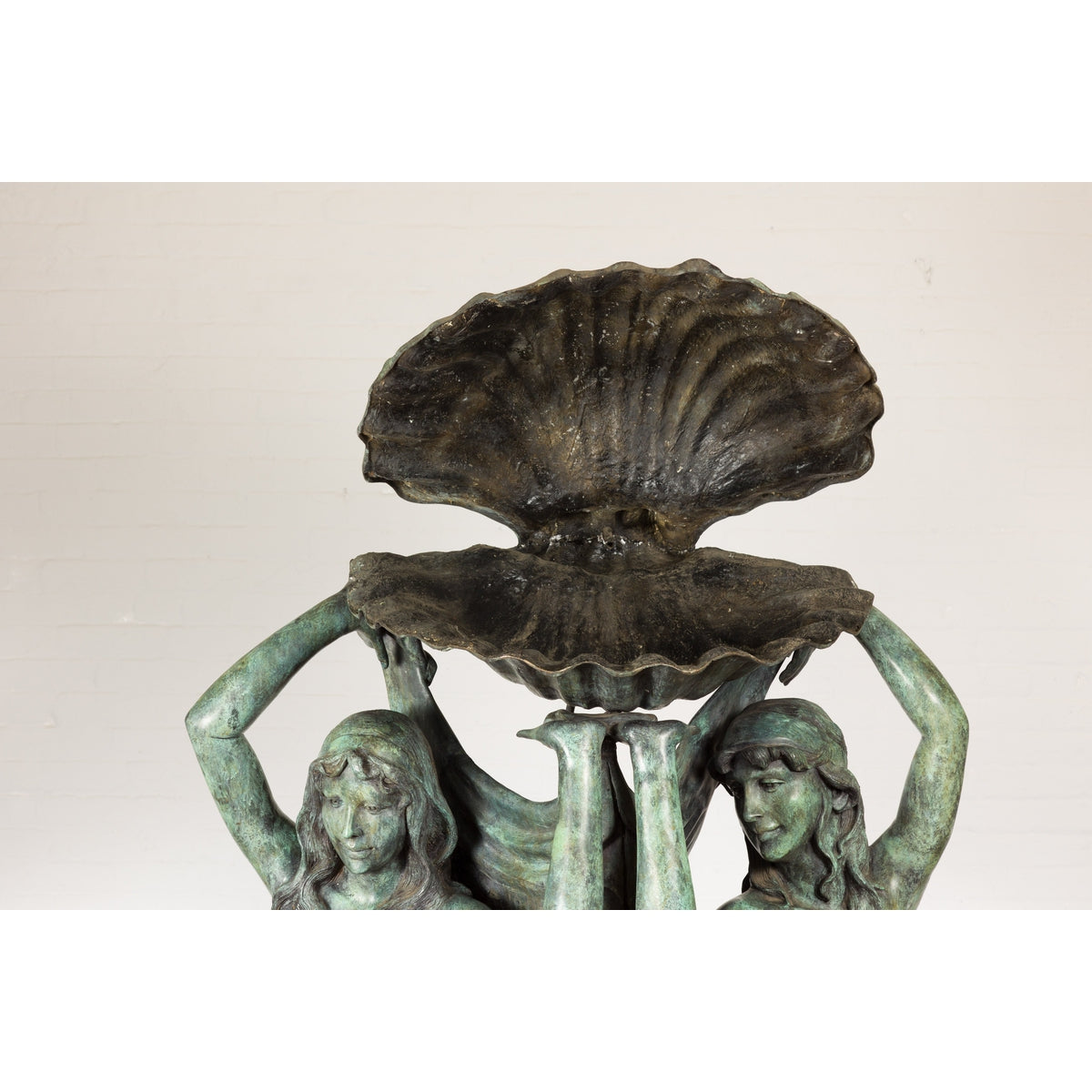 Bronze Greco Roman Inspired Fountain Depicting Three Nymphs Holding a Clamshell-2. Asian & Chinese Furniture, Art, Antiques, Vintage Home Décor for sale at FEA Home