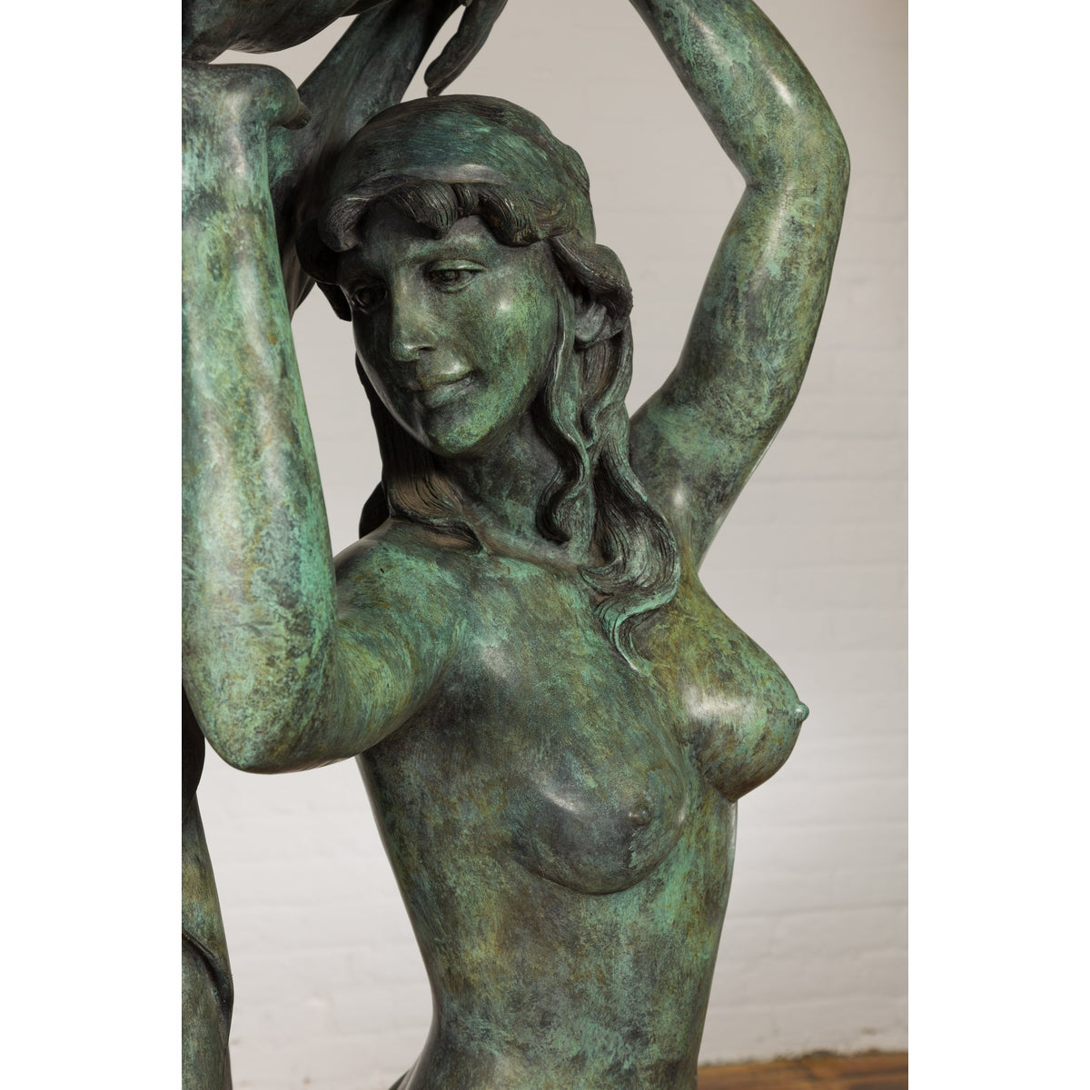 Bronze Greco Roman Inspired Fountain Depicting Three Nymphs Holding a Clamshell-9. Asian &amp; Chinese Furniture, Art, Antiques, Vintage Home Décor for sale at FEA Home