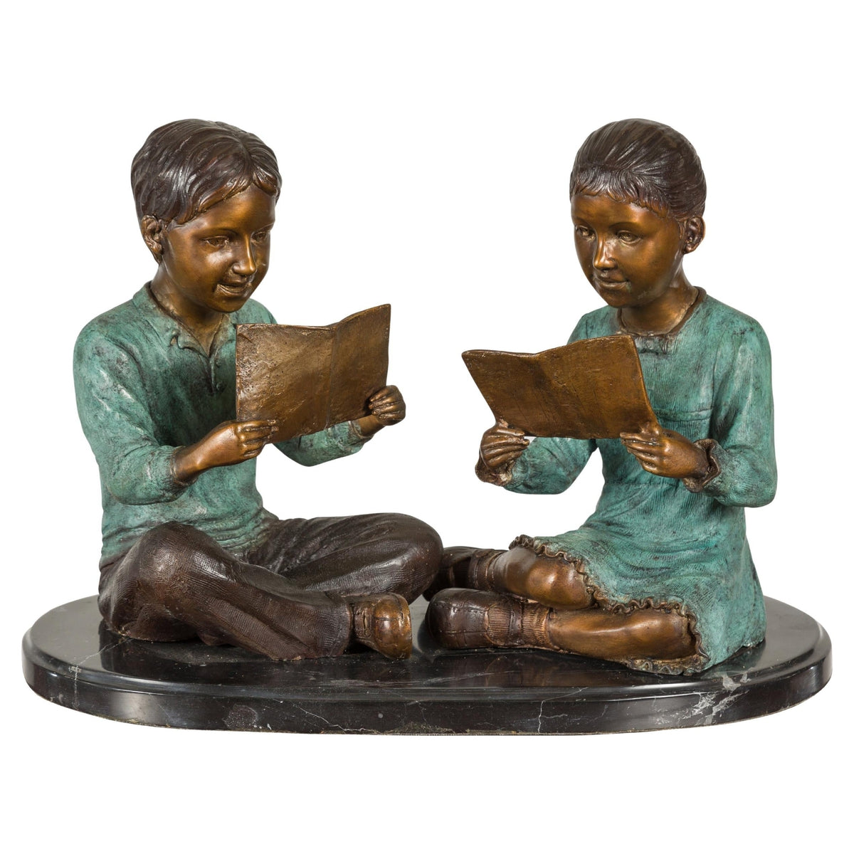 Bronze Tabletop Sculpture of Children Reading-1. Asian & Chinese Furniture, Art, Antiques, Vintage Home Décor for sale at FEA Home