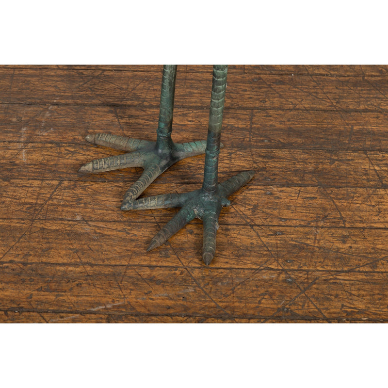 Pair of Mint Green Bronze Crane Fountain Statues-RG1166-11. Asian & Chinese Furniture, Art, Antiques, Vintage Home Décor for sale at FEA Home
