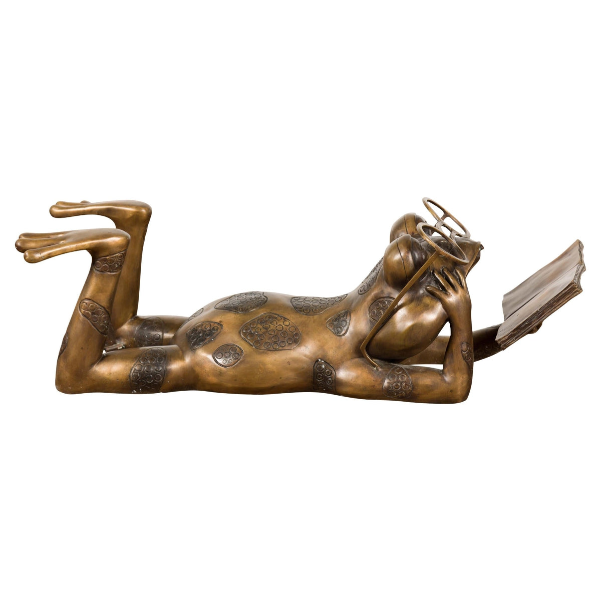 Gold Colored Bronze Frog Sculpture-1. Asian & Chinese Furniture, Art, Antiques, Vintage Home Décor for sale at FEA Home