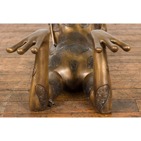 Gold Colored Bronze Frog Sculpture-RG1336-17. Asian & Chinese Furniture, Art, Antiques, Vintage Home Décor for sale at FEA Home