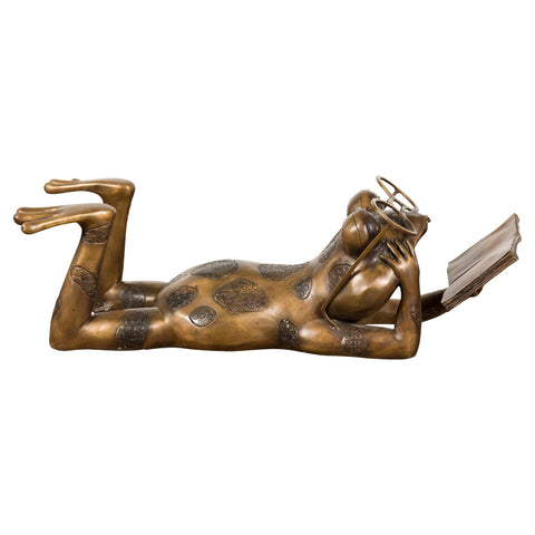 Gold Colored Bronze Frog Sculpture-RG1336-1. Asian & Chinese Furniture, Art, Antiques, Vintage Home Décor for sale at FEA Home