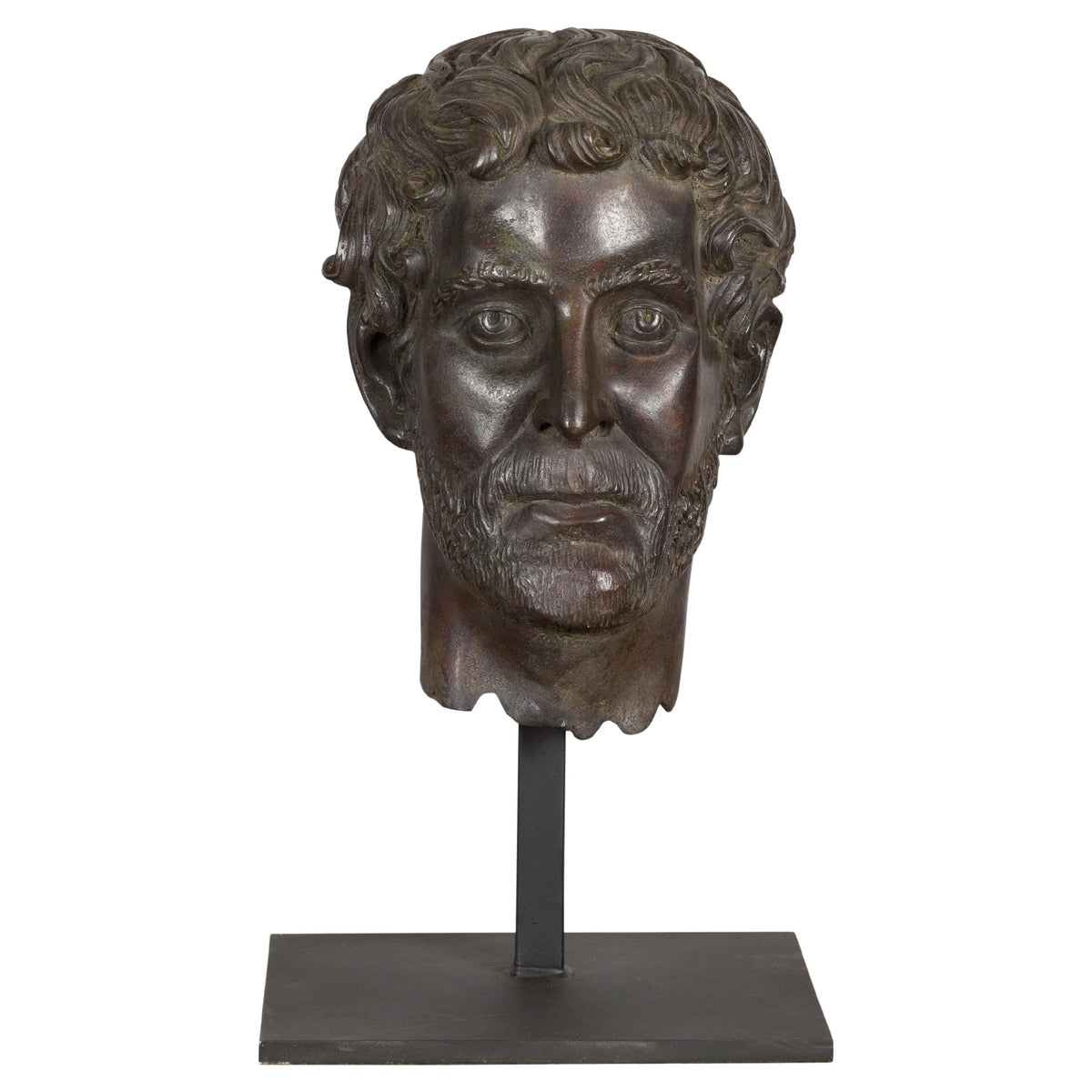 Greco Roman Bronze Tabletop Head Sculpture-1. Asian & Chinese Furniture, Art, Antiques, Vintage Home Décor for sale at FEA Home