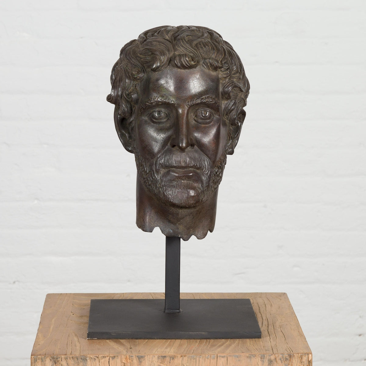 Greco Roman Bronze Tabletop Head Sculpture-2. Asian & Chinese Furniture, Art, Antiques, Vintage Home Décor for sale at FEA Home