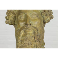 Hermes, Greek God Bronze Sculpture with Verde Patina on Custom Base