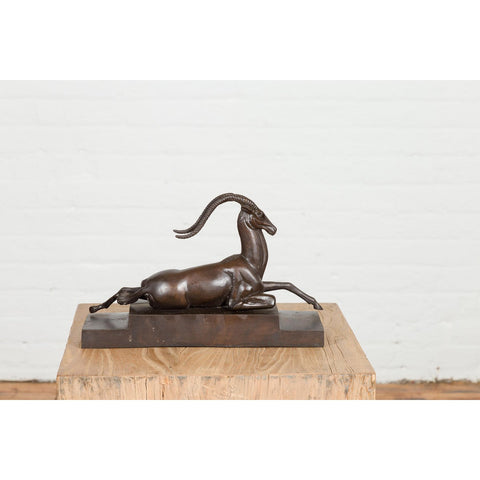Art Deco Style Bronze Gazelle on Stepped Base after Pierre Le Faguays-RG2138-13. Asian & Chinese Furniture, Art, Antiques, Vintage Home Décor for sale at FEA Home