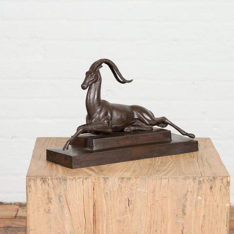 Art Deco Style Bronze Gazelle on Stepped Base after Pierre Le Faguays-RG2138-2. Asian & Chinese Furniture, Art, Antiques, Vintage Home Décor for sale at FEA Home
