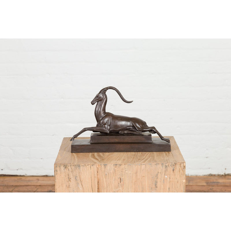 Art Deco Style Bronze Gazelle on Stepped Base after Pierre Le Faguays-RG2138-4. Asian & Chinese Furniture, Art, Antiques, Vintage Home Décor for sale at FEA Home