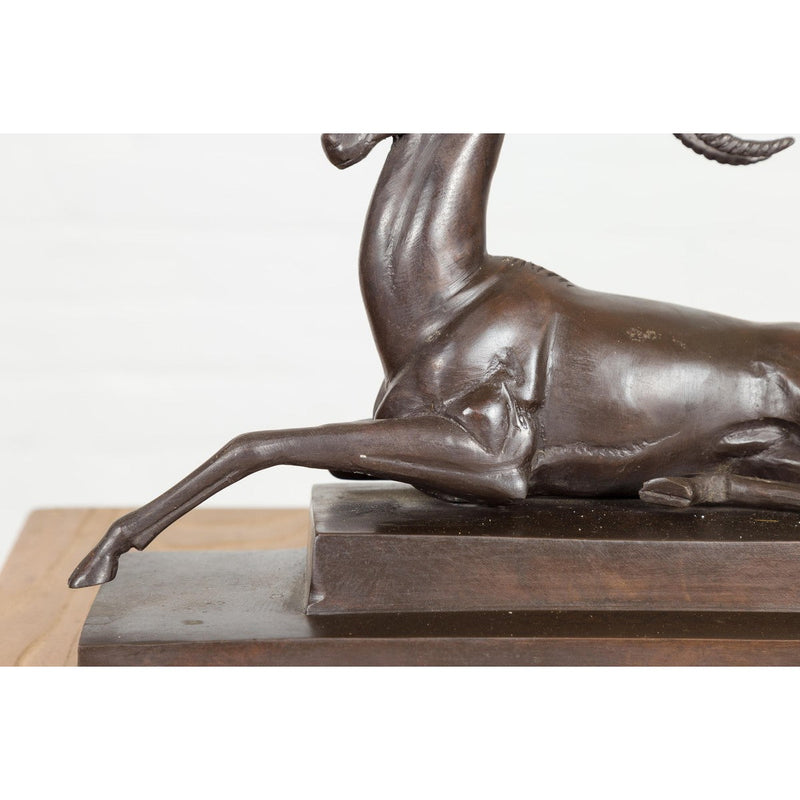 Art Deco Style Bronze Gazelle on Stepped Base after Pierre Le Faguays-RG2138-7. Asian & Chinese Furniture, Art, Antiques, Vintage Home Décor for sale at FEA Home